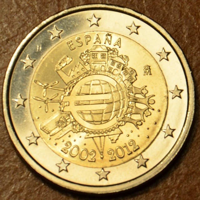 2 Euro Spanyolország 2012 - Az Euro 10. évfordulója (UNC)