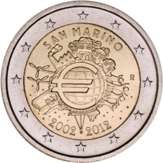 2 Euro San Marino 2012 - Az Euro 10 éve  (UNC)