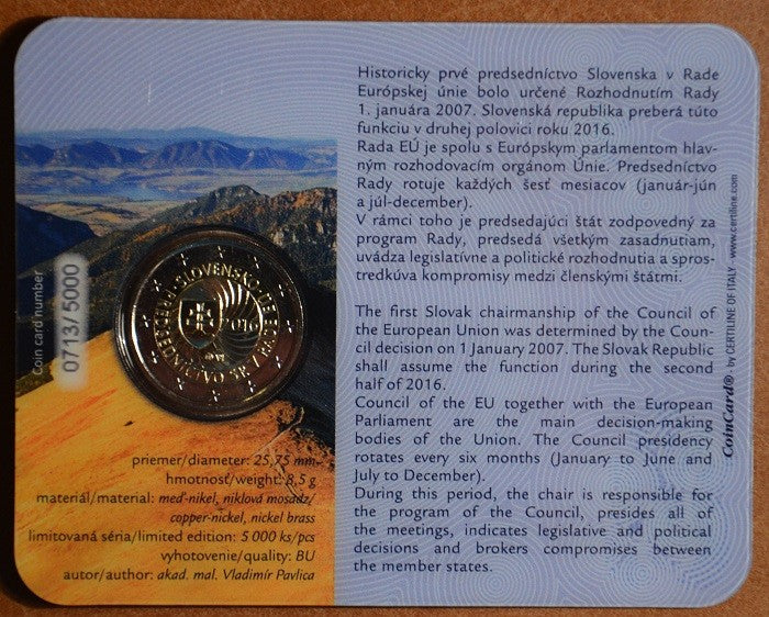 2 Euro Szlovákia 2016 - EU elnökség (BU kártya)