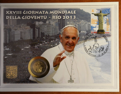 2 Euro Vatikán 2013 - 28. Világ Ifjúsági Nap Rio de Janeiro (Numisbrief)