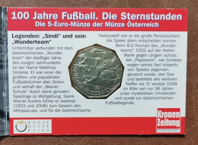 5 Euro Ausztria 2004 - A foci 100 éve v1 (UNC)