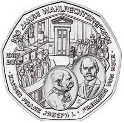 5 Euro Ausztria 2007 - Választójog (UNC)