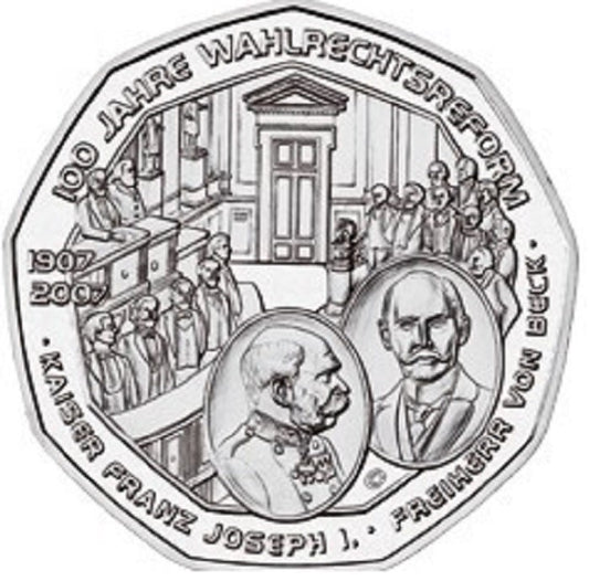 5 Euro Ausztria 2007 - Választójog (UNC)