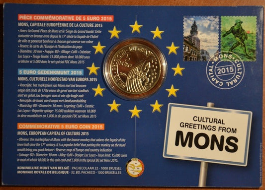5 Euro Belgium 2015 Mons (BU kártya)