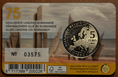 5 Euro Belgium 2019 D-day (BU kártya)