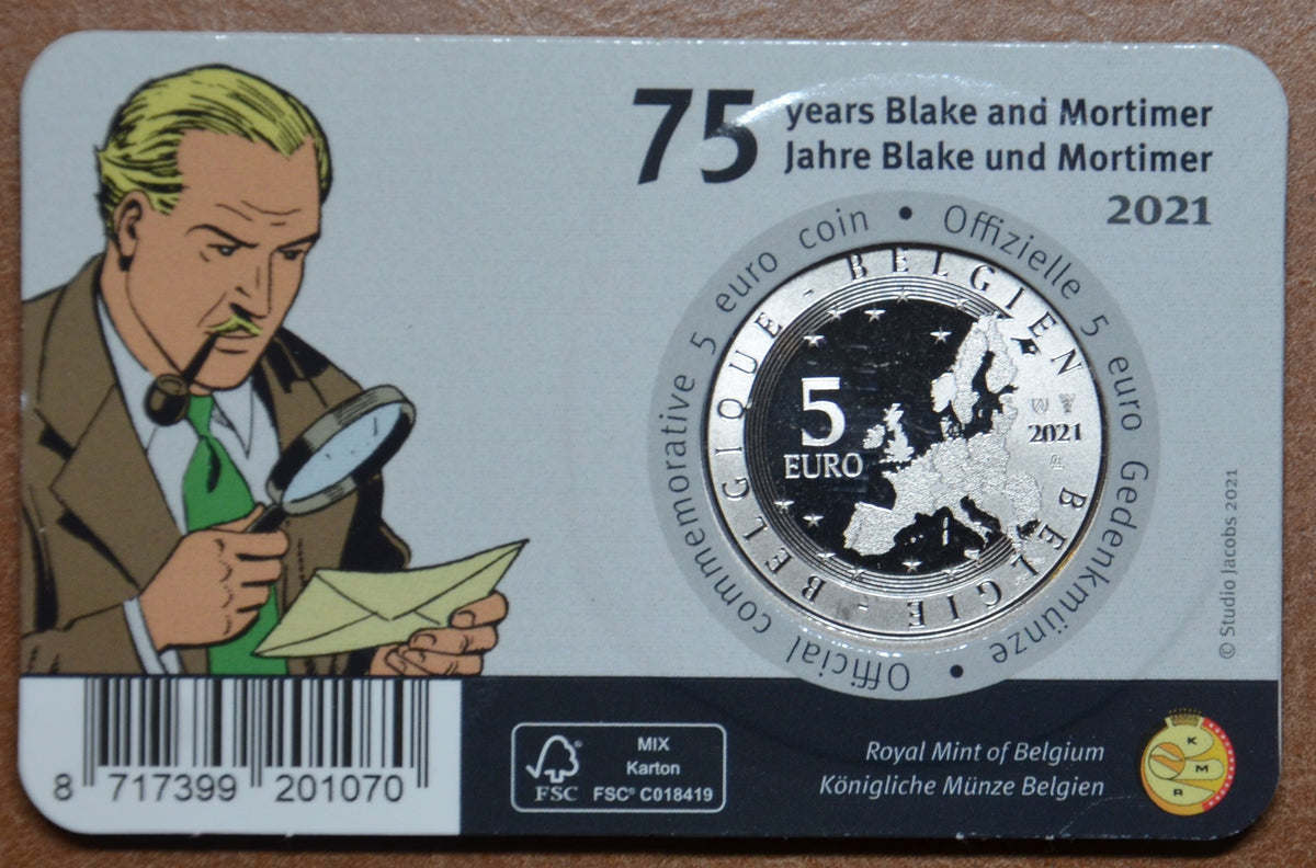 5 Euro Belgium 2021 Blake & Mortimer color (BU kártya)