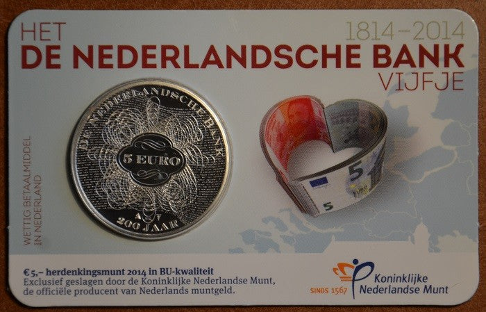 5 Euro Hollandia 2014 - A holland bank 200 éve (BU kártya)