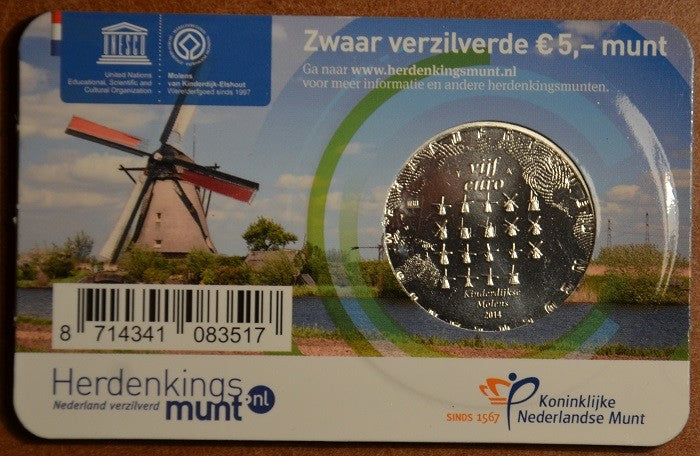 5 Euro Hollandia 2014 Malom (UNC kártya)