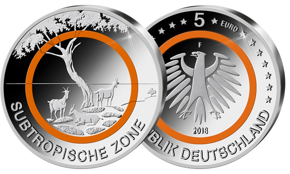 5 Euro Németország 2018 "G" Szubtrópikus övezet (UNC)