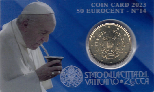 50 cent Vatikán 2023 hivatalos érmekártya No. 14 (BU)