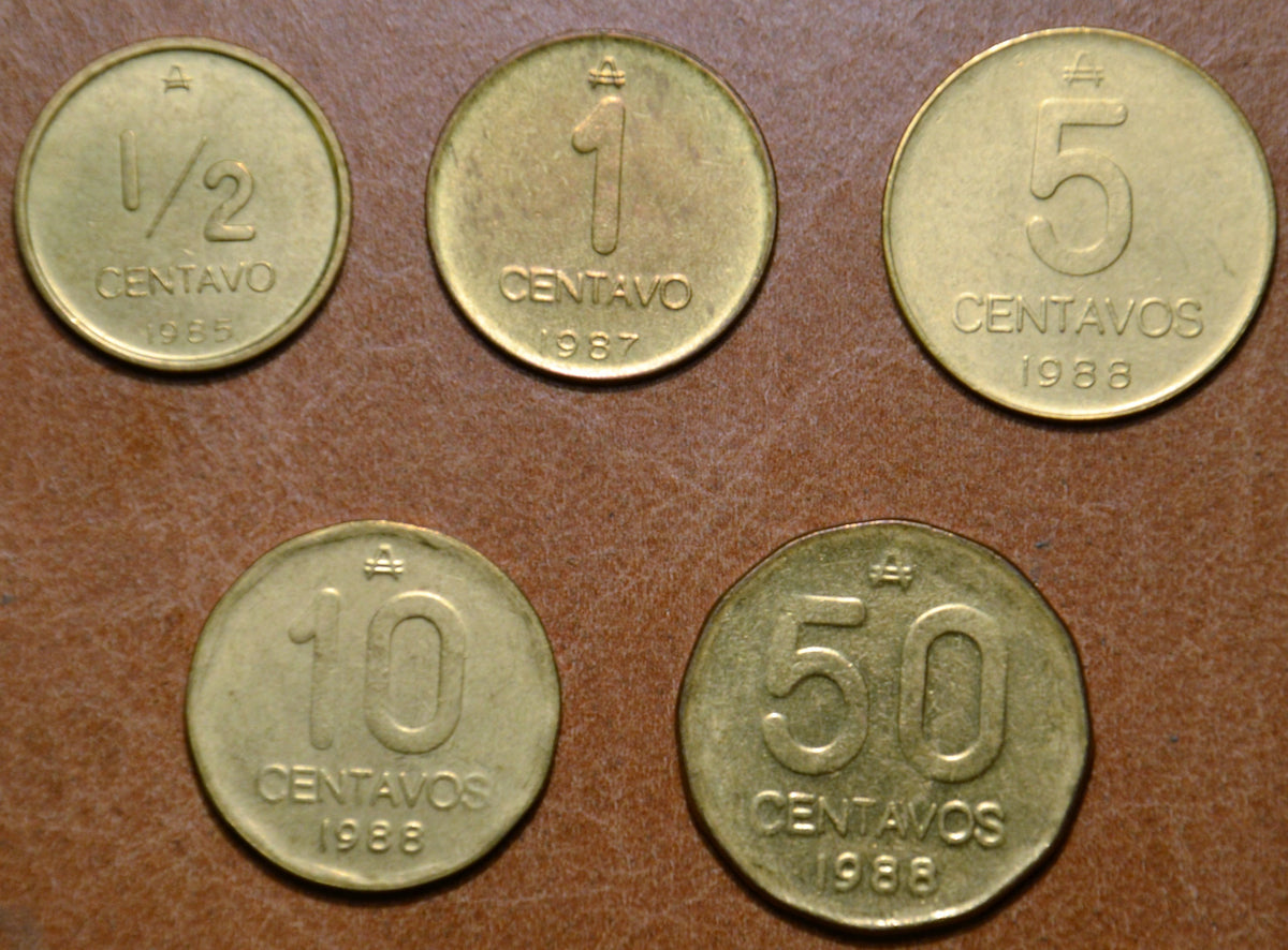 Argentína 5 érme 1985-1988 (UNC)