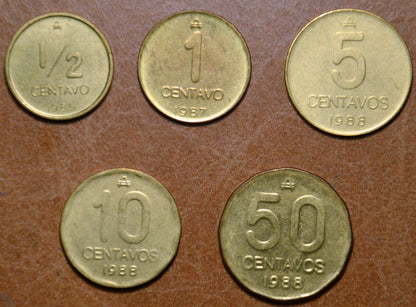 Argentína 5 érme 1985-1988 (UNC)