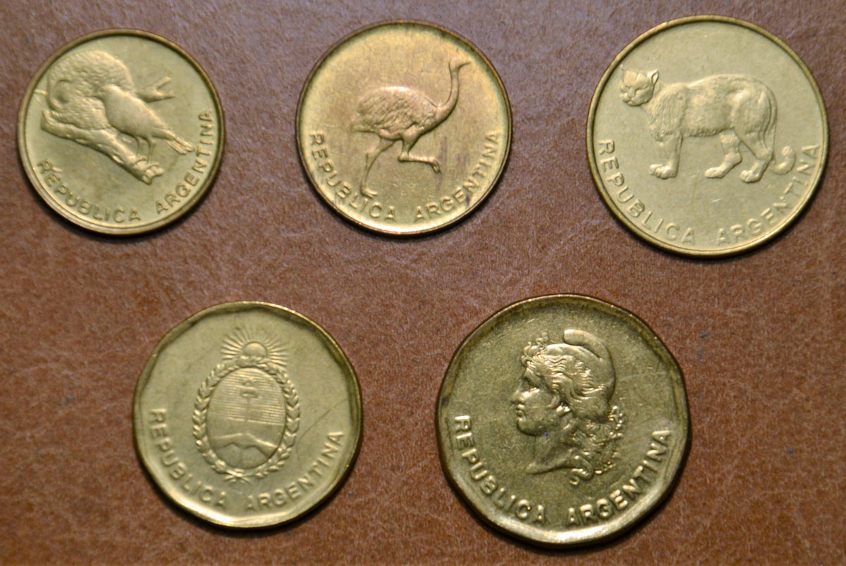 Argentína 5 érme 1985-1988 (UNC)