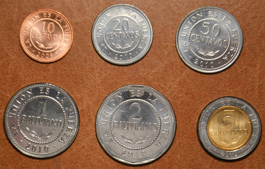 Bolívia 6 érme 2008-2010 (UNC)
