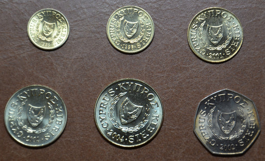 Ciprus 6 érme 1991-2004 (UNC)