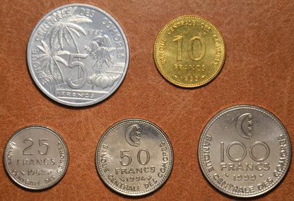 Comore-szigetek 5 érme 1982-1999 (UNC)