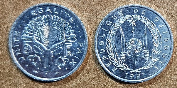 Dzsibuti 5 frank 1991 (UNC)