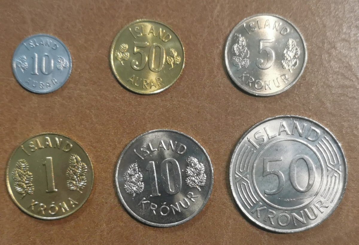 Izland 6 érme 1970-1980 (UNC)