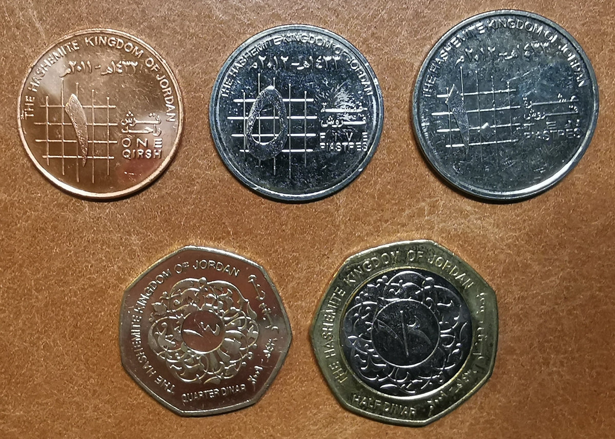 Jordánia 5 érme 2009-2012 (UNC)