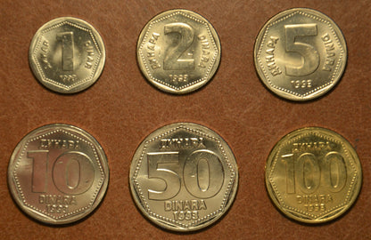 Jugoszlávia 6 érme 1993 (UNC)