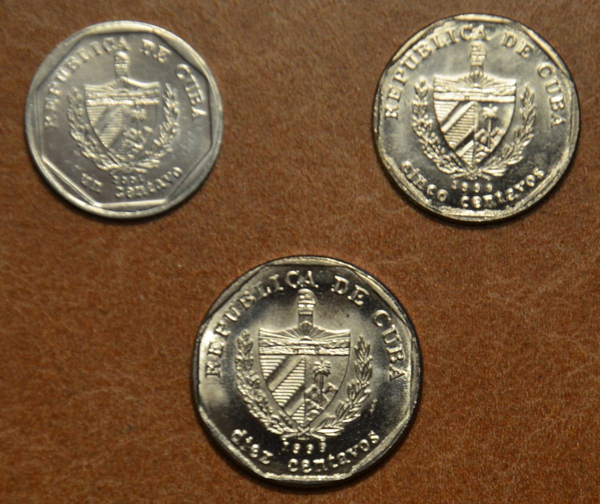 Kuba 3 érme 1999-2001 (UNC)