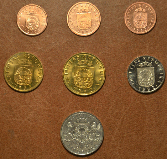 Lettország 7 érme 1992-2006 (UNC)