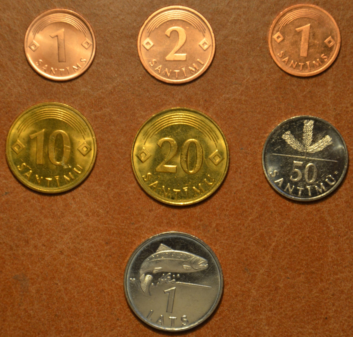 Lettország 7 érme 1992-2006 (UNC)