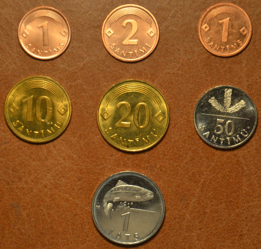 Lettország 7 érme 1992-2006 (UNC)