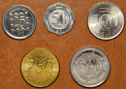 Libanon 5 érme 1995-2003 (UNC)