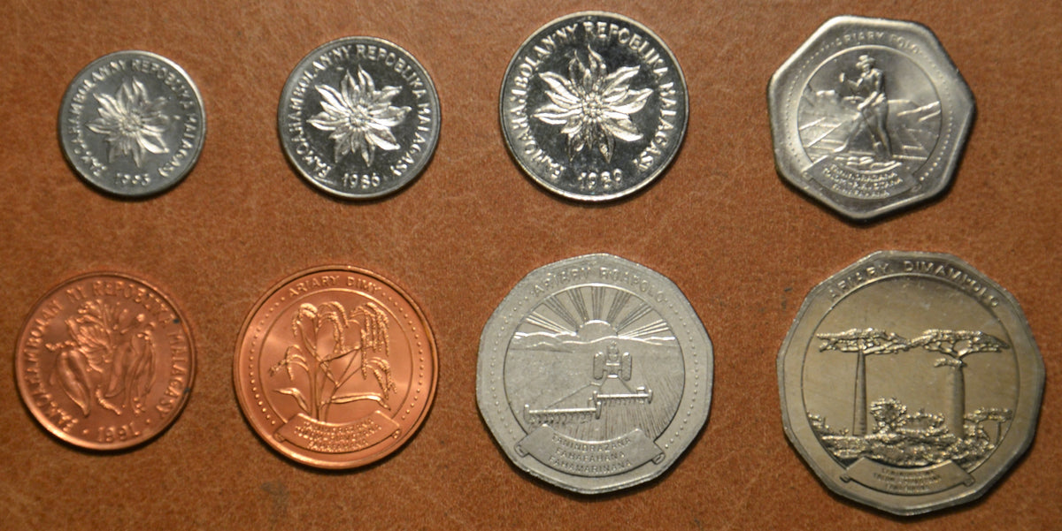 Madagaszkár 8 érme 1984-1994 (UNC)