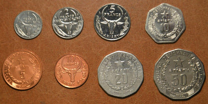 Madagaszkár 8 érme 1984-1994 (UNC)