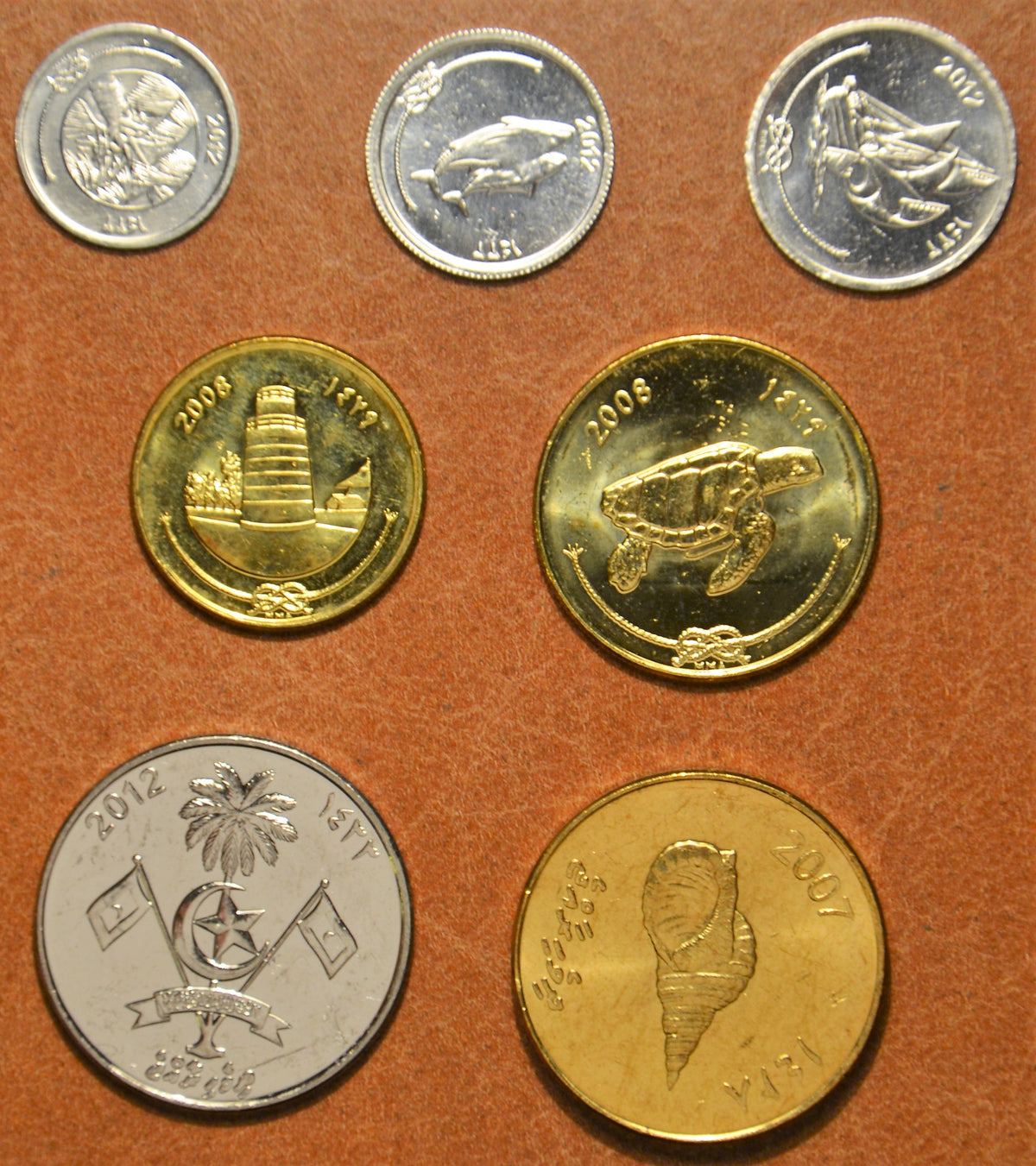Maldív-szigetek 7 érme 2007-2012 (UNC)