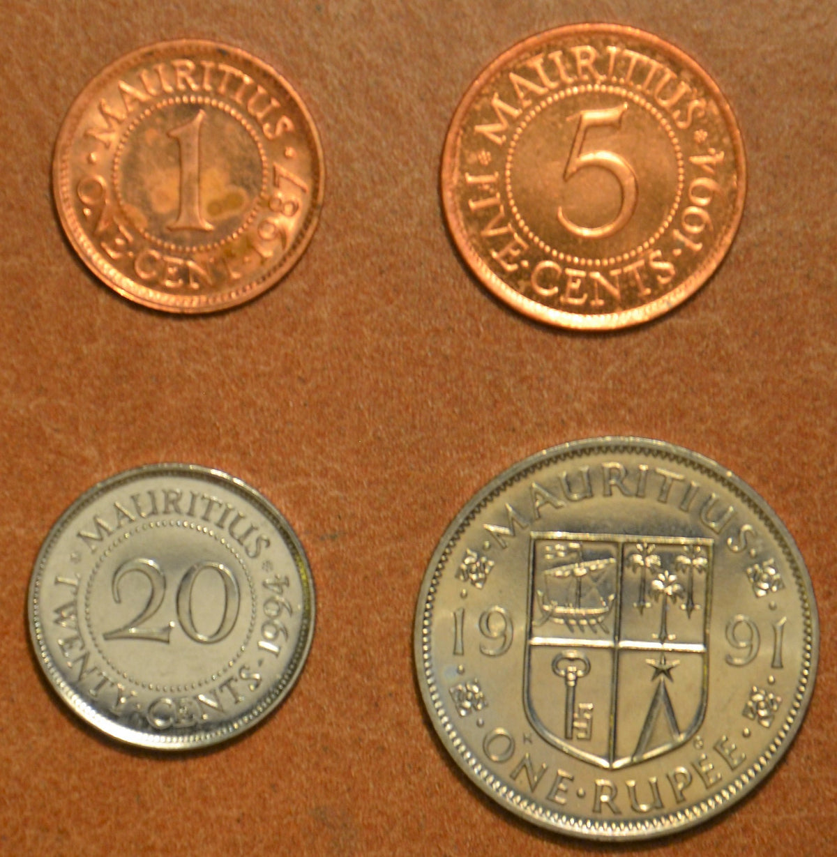 Mauríciusz 4 érme 1987-1994 (UNC)