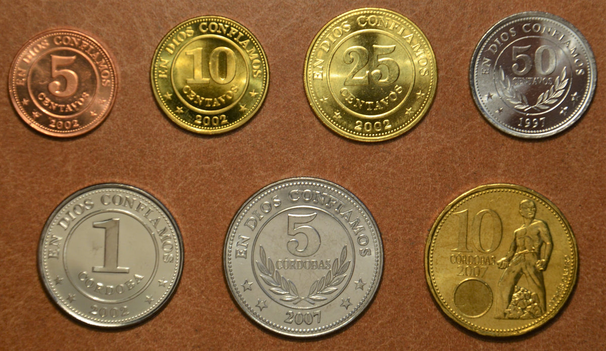 Nikaragua 7 érme 1997-2007 (UNC)