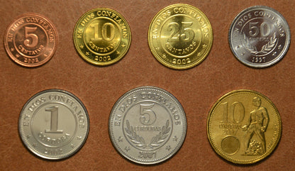 Nikaragua 7 érme 1997-2007 (UNC)