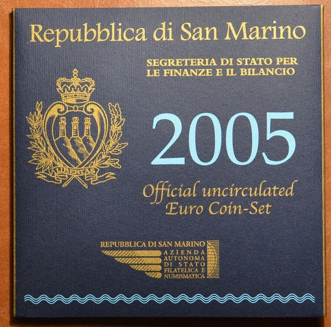 San Marino 2005-ös forgalmi sor 5 Euro Ag emlékérmével (BU)