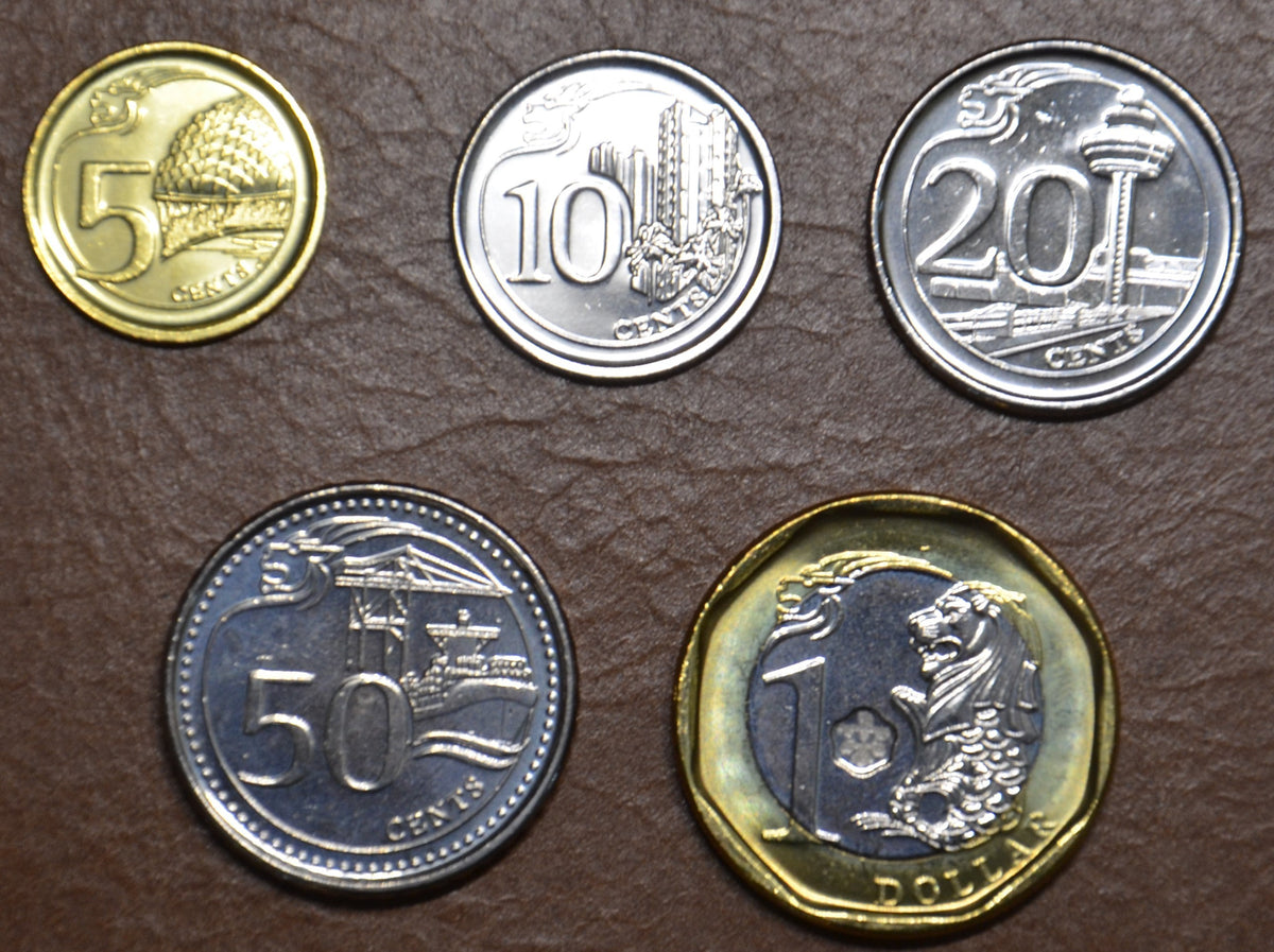Szingapúr 5 érme 2013-2016 (UNC)