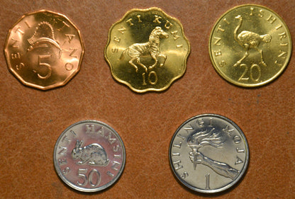 Tanzánia 5 érme 1976-1992 (UNC)