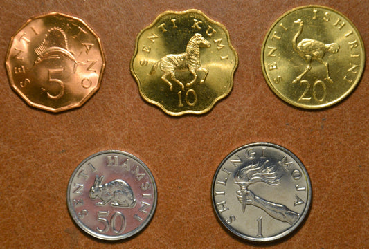 Tanzánia 5 érme 1976-1992 (UNC)
