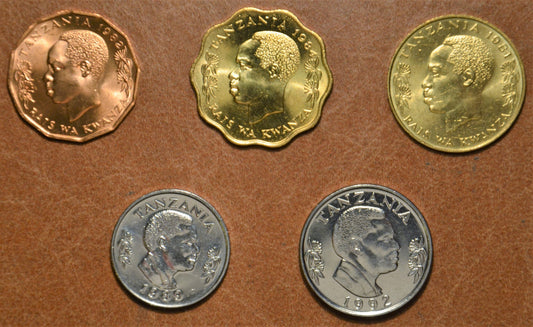 Tanzánia 5 érme 1976-1992 (UNC)