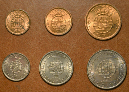 Timor 6 érme 1970 (VF / pöttyök)