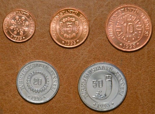 Türkménisztán 5 érme 1993  (UNC)