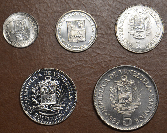 Venezuela 5 érme 1989-1990 (UNC)