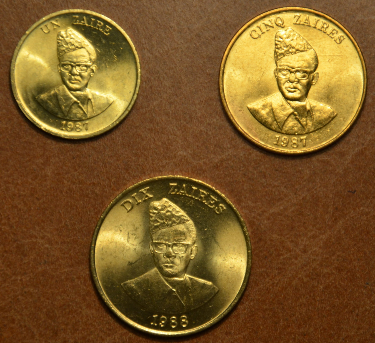 Zaire 3 érme 1987-1988 (UNC)